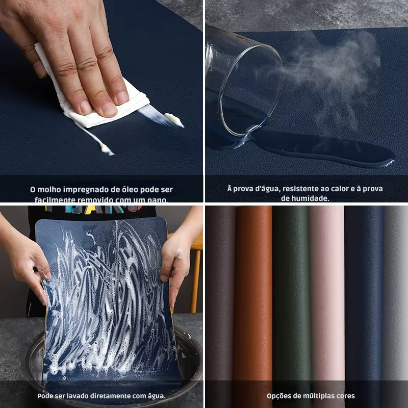 Tapete de Mesa de Jantar de Couro Dupla Face